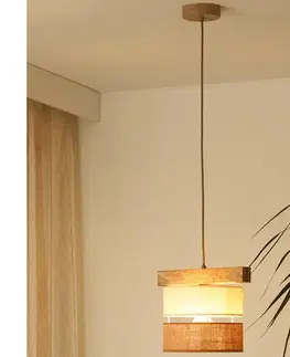 Svietidlá BRILAGI - Luster na lanku FOREST 1xE27/15W/230V borovica/béžová/krémová 5903240292226