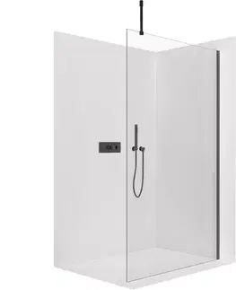 Sprchovacie kúty CERANO - Sprchová zástěna Walk-in Onyx Top Cube L/P - 10 mm - hranatá vzpěra - černá matná, transparentní sklo - 130x200  CER-8050BD79180