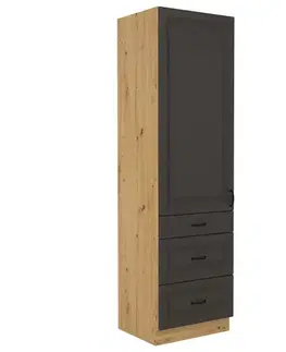 Kuchynské skrinky stojace Kuchynská skrinka STILO grafit mat/artisan 60dks-210 3s 1f