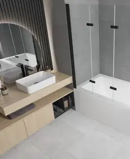 Sprchové dvere MEXEN/S - Cube obdĺžniková vaňa 180 x 80 cm s panelom + vaňová zástena 120, transparent, čierna 550518080X9012037000
