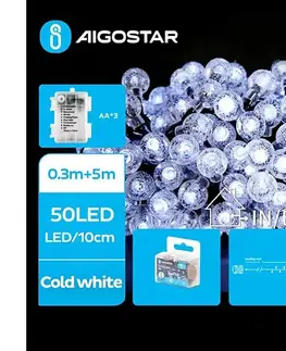 LED osvetlenie  B.V.  - LED vonkajší reťaz 50xLED/3xAA/8 funkcií 5,3 m IP44 studená biela B10303K4S