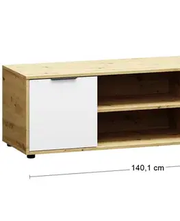 TV stolíky NABBI Neston TV-E-2D tv stolík biela / dub wotan