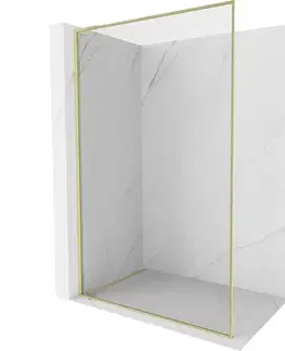 Sprchové dvere MEXEN/S - Kyoto-F L Sprchová zástena WALK-IN s rámom 70 x 202, transparent 8 mm, zlato kefovaná 800-070-174-55-00