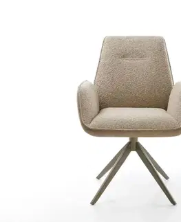Jedálenské stoličky DELIFE Otočná jedálenská stolička Zoa-Flex zmiešané materiály tmavobéžová krížová podstava široká titánová farba 360° otočná hojdacia funkcia vrecková pružina