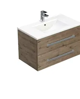 Kúpeľňový nábytok Kúpeľňová skrinka s umývadlom SAT Cube Way 80x53x46 cm dub Wellington mat CUBE46802DWMOD CUBE46802DWMOD