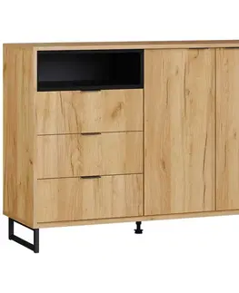 Komody so zásuvkami a dvierkami Konor Komoda 138 2d3s D.Craft Zlatý