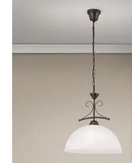 Svietidlá Orion - Luster na reťazi RULA 1xE27/40W/230V pr. 35 cm biela/bronz HL 6-1484/1 Antik