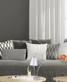 Stolové lampy Chrómová kancelárska stolová lampa s látkovým tienidlom Luk