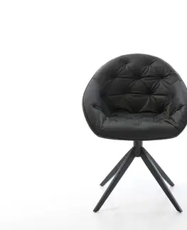 Jedálenské stoličky DELIFE Otočná jedálenská stolička Gaio-Flex pravá koža čierna krížová podstava široká čierna 360° otočná hojdacia funkcia