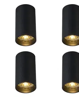 Bodove svetla Sada 4 moderných prisadených bodových svetiel čierna 5,5 cm GU10 50 mm - Tuba