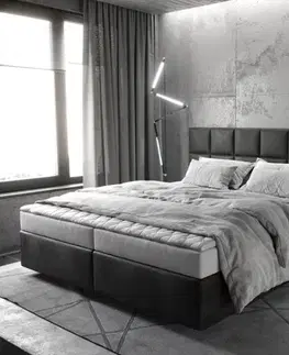 Postele Boxspring DELIFE Boxspring posteľ Dream-Fine 180×200 cm mikrovlákno antracitová vintage s matracom a topperom