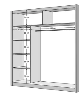 Šatníkové skrine KONDELA Ladder 203 šatníková skriňa s posuvnými dverami dub craft / čierna