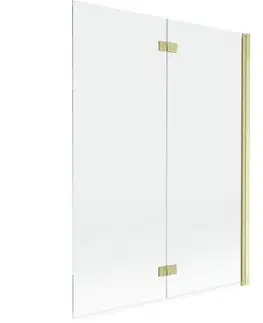 Sprchové dvere MEXEN - MIST vaňová zástena 130x150 cm 6mm 2-s, zlatá kartáčovaná, číra, pravá 8A9-130-002-55-00-P