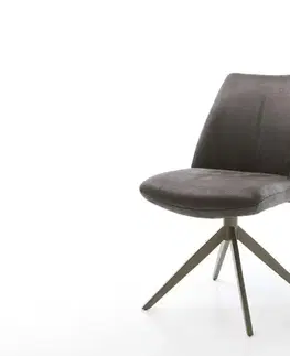 Jedálenské stoličky DELIFE Otočná jedálenská stolička Elso-Flex mikrovlákno antracit vintage krížová podstava široká titanový efekt 360° otočná hojdacia funkcia vrecková pružina