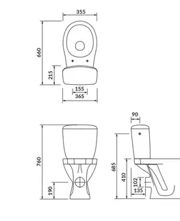 Záchody CERSANIT - WC KOMBI KASKADA 203 010 3/6 SEDADLO POLYPROPYLÉNOVÉ K100-206