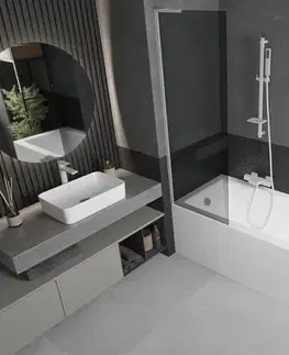 Sprchové dvere MEXEN/S - Next L vaňová zástena FIX 60 x 150, grafit, biela 895-060-000-03-40-20