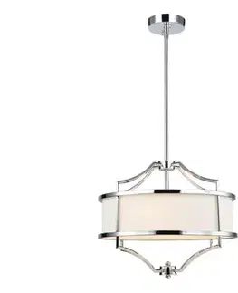 Svietidlá Open Design OR80902- Luster na tyči STESSO 4xE27/15W/230V priemer 42 cm lesklý chróm/biela OR80902