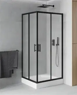 Vane MEXEN/S - Rio sprchovací kút štvorec 90 x 90, dekor, čierny + vanička Rio vrátane výpuste 860-090-090-70-30-4510