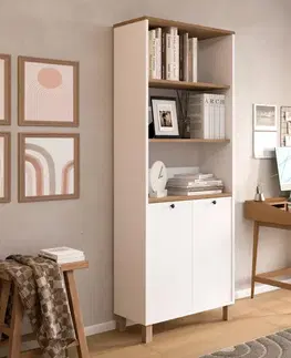 Regály SMART regál s dvierkami, biela