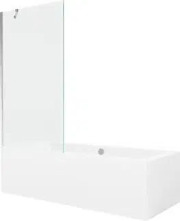 Sprchové dvere MEXEN/S - Cube obdĺžniková vaňa 170 x 80 cm s panelom + vaňová zástena 90, transparent, chróm 550517080X9509000001