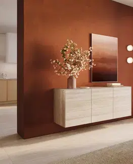 Komody DELIFE Komoda Cuor 150 cm keramika Laminam® Travertino Bianco krémovo biela 3 dvierka závesná