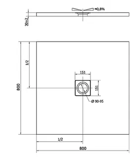 Vane POLYSAN - FLEXIA sprchová vanička z liateho mramoru 80x80cm, nastaviteľná veľkosť 72941