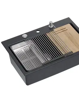 Kuchynské drezy Quadron Quadron - Granitový drez MARC 110 WORKSTATION Black Metallic Meď HQM7650U8_PVDC1