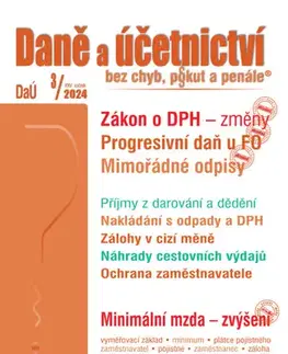Dane, účtovníctvo Daně a účetnictví bez chyb, pokut a penále č. 3 / 2024 - Zákon o DPH – změny