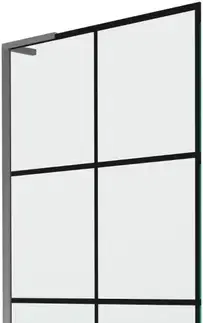 Sprchové dvere MEXEN/S - Next L vaňová zástena FIX 80 x 150, čierna vzor, grafit metal 895-080-000-03-77-95