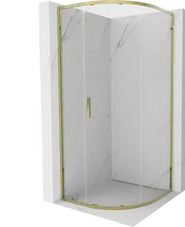 Sprchovacie kúty MEXEN - Exo štvrťkruhový posuvný sprchovací kút 80 x 80, transparent, zlato 8131-080-080-50-00