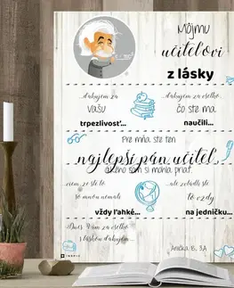 Tabuľky s venovaním (darčeky) Darček pre učiteľku - Prekvapenie na tabuľke pre učiteľa od jedného žiaka