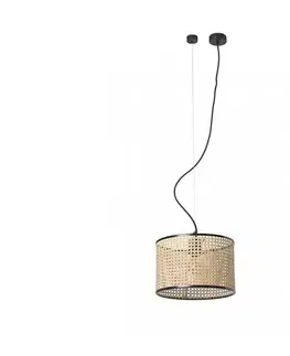 Svietidlá FARO Barcelona FARO 64314-48 - Luster na lanku MAMBO 1xE27/15W/230V ratan/čierna 64314-48