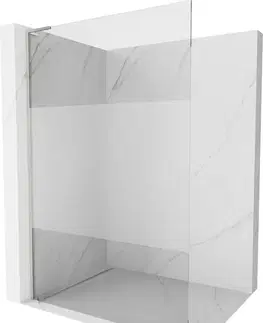 Sprchové dvere MEXEN/S - Kioto L Sprchová zástena WALK-IN 90 x 200, transparent/dekor, nikel kartáčovaná 800-090-103-97-35