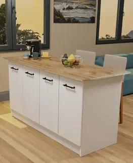 Kuchynské skrinky VERRI kuchynský ostrovček, biela/pine