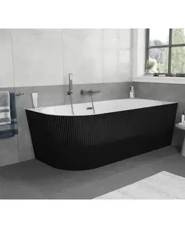 Vane MEXEN/S - Silo voľne stojaca rohová vaňa pravá reliéf 170 x 80, biela/čierna, sifón a prepad gun gray kartáčovanáan 52891708075P-66