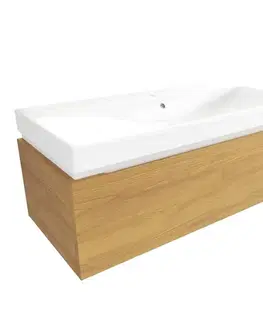 Kúpeľňový nábytok Kúpeľňová skrinka s umývadlom SAT Feel 100x30x46 cm medový dub mat SATFEEL100DMU1 SATFEEL100DMU1