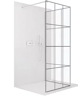 Sprchovacie kúty CERANO - Sprchová zástěna Walk-in Onyx Corner Cube L/P - 8 mm - hranatá vzpěra - chrom, industriální sklo - 110x110x200  CER-8050BD7479