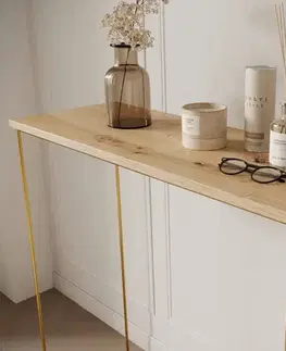 Príručné a servírovacie stolíky ArtAdrk Príručný stolík MILAN | zlaté nohy Farba: Dub artisan