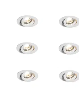 Zapustené svietidlá Sada 6 moderných zapustených bodových svietidiel bielych 8,2 cm vrátane LED IP54 Ultra Slim - Pupil