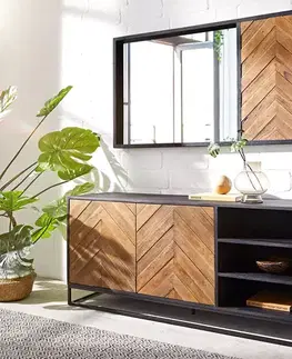 Komody DELIFE Komoda Famke 145 cm mango teak 2 dvierka 3 priehradky