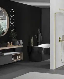 Sprchové dvere MEXEN/S - KiotoL Sprchová zástena WALK-IN 80 x 200, transparent, złota 800-080-103-50-06
