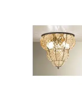 Svietidlá SIRU-Stropné svietidlo CLASSIC 3xE14/40W/230V pr.25 cm béžová/čierna benátske sklo MC259-020ABB