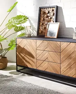 Komody DELIFE Komoda Famke 145 cm mango teak 2 dvierka 3 zásuvky