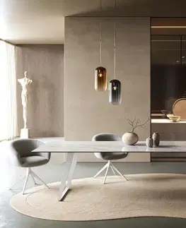 Jedálenské stoly DELIFE Jedálenský stôl Edge 300×100 cm keramika onyx perla kov skosený biela