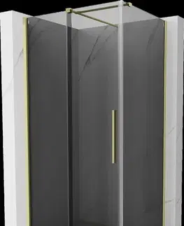 Sprchovacie kúty MEXEN/S - Velár sprchovací kút, posuvné dvere 140 x 90, grafit, zlato kartáčovaná 871-140-090-41-55