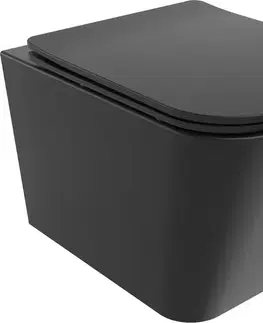 Záchody MEXEN/S - Teo Závesná WC misa čierna mat vrátane sedátka soft-close duroplastu, čierna 30850685