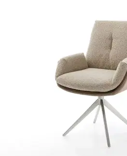 Jedálenské stoličky DELIFE Otočná jedálenská stolička Clea-Flex zmiešané materiály tmavobéžová krížová podstava široká nerezová oceľ 360° otočná
