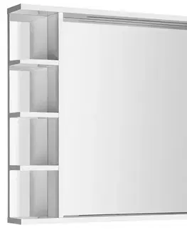Kúpeľňové zrkadlá AQUALINE - KORIN STRIP zrkadlo s LED osvetlením a poličkami 80x70x12cm KO350S