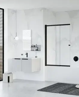 Sprchové dvere HOPA - Vaňová zástena EASY SLIDE BLACK NEW - Farba rámu - Čierna matná, Rozmer A - 100, Rozmer C - 150, Smer zatvárania - Univerzálne Ľavé / Pravé, Výplň - Číre bezpečnostné sklo - 5 mm BCEASL100BCN