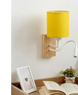 Svietidlá BRILAGI - LED nástenné svietidlo NUBILA WOOD 1xE27/25W/230V + LED/3W dub/biela/žltá BG1565+BG2452